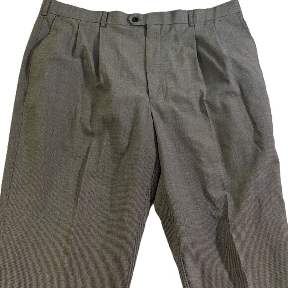 NWOT IVY Crew Slacks-Pants Men's 42X30 Gray Houndstooth Pleated, Creased, Cuffed - Picture 3 of 16
